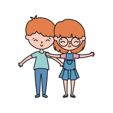 kız ve erkek çizgi film vektör tasarımı