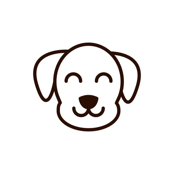 Sevimli yüz köpek hayvan çizgi film ikonu kalın çizgi — Stok Vektör
