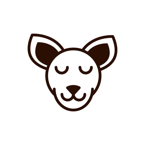 Cute face kangaroo animal cartoon icon thick line — Stock Vector