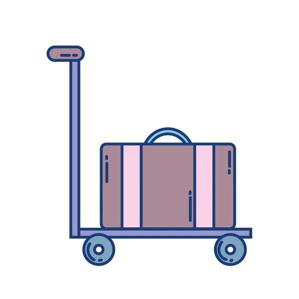 Hand cart with suitcase travel aviation transport airport — Stock Vector