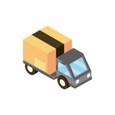 truck cardboard box online shopping isometric icon