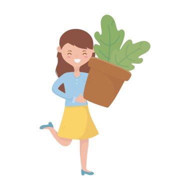 avatar woman with plant vector design