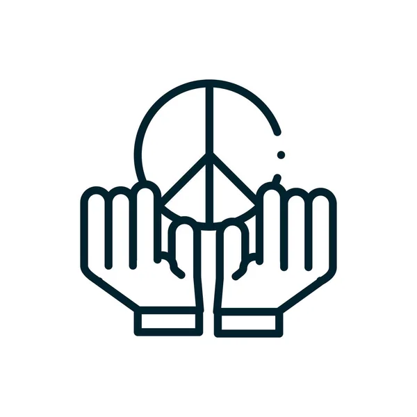 Hands holding symbol peace and love human rights line — Stok Vektör