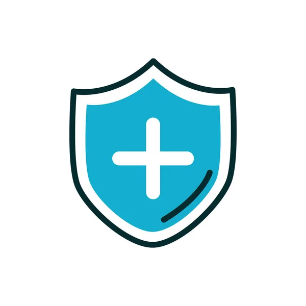 Shield cross medical icon line fill — Stockvektor