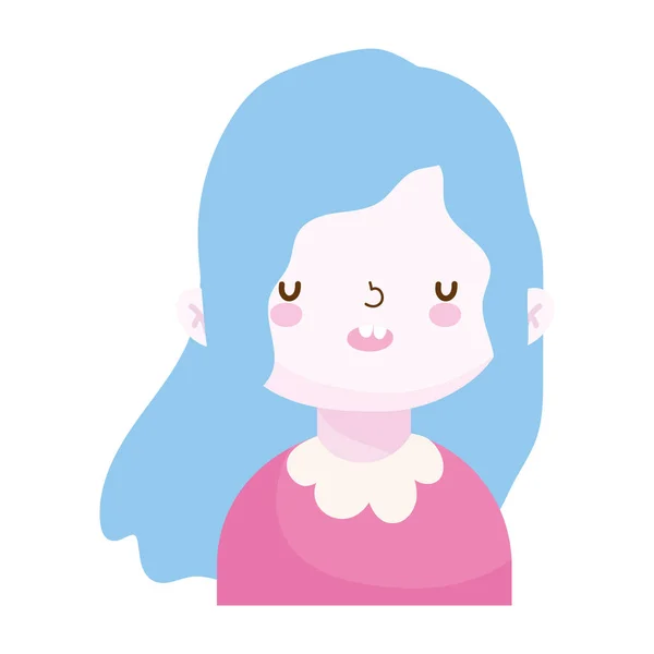 Linda pequeña niña retrato dibujos animados, niños — Vector de stock