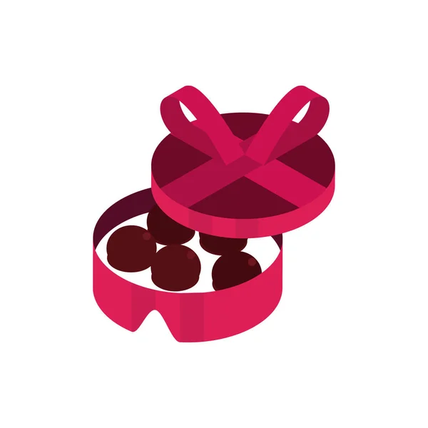Happy valentines day chocolates candy box isometric icon — Vector de stock