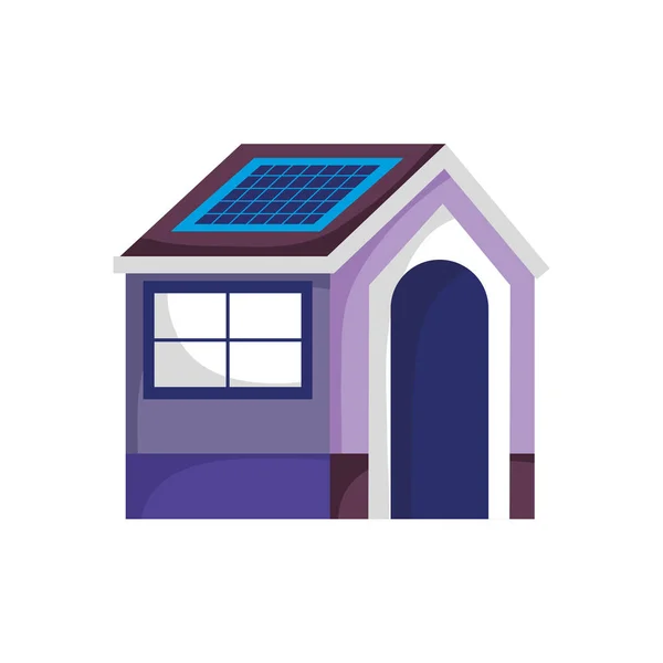 Ecology house with solar panel energy — Stockvector
