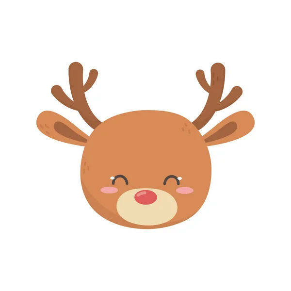 Cute deer head cartoon icon — Vetor de Stock
