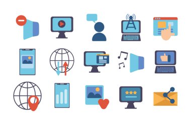 teknoloji veri dijital çokluortam simgeleri ayarlandı