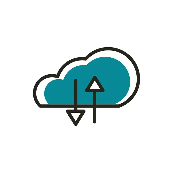 Cloud computing upload download web development icon line and fill — Archivo Imágenes Vectoriales