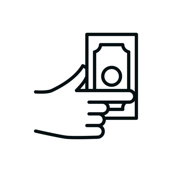 Hand holding banknote money shopping line style — Wektor stockowy