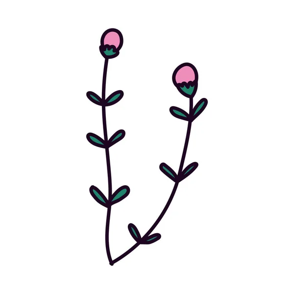 Flowers sprout leaves petals nature decoration icon — 스톡 벡터