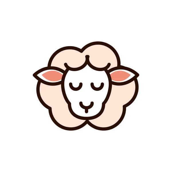 Χαριτωμένο πρόσωπο πρόβατα ζώων εικονίδιο κινουμένων σχεδίων — Διανυσματικό Αρχείο