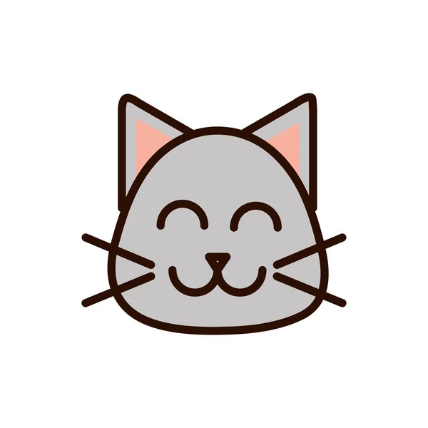 Cute face cat animal cartoon icon — Stock Vector