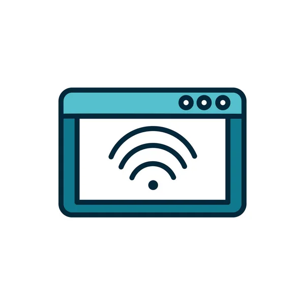 Tablet computer wifi internet of things line and fill icon — Stock Vector