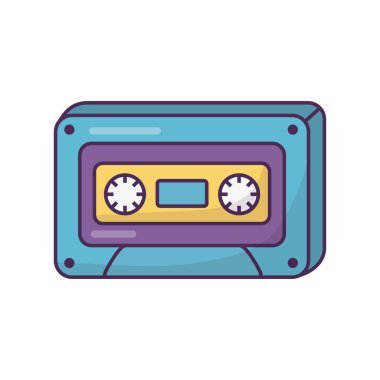 Beyaz arkaplanda retro klasik kaset müzik simgesi