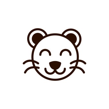 Sevimli yüz kaplan hayvan çizgi film ikonu kalın çizgi