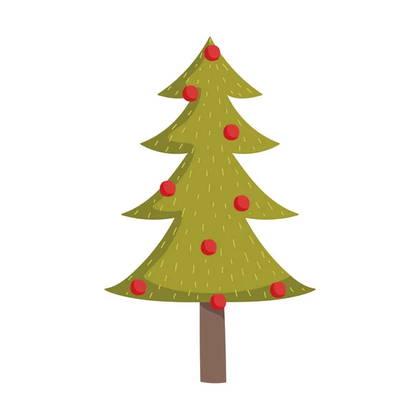 Merry christmas decorative tree red balls ornament — Stock vektor