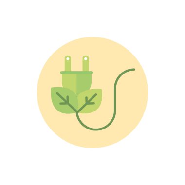 Fiş kablosu doğa yeşil enerji bloğu simgesini bırakır