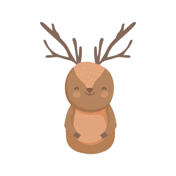 Cute reindeer cartoon character animal — Stock Vector