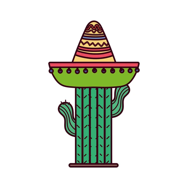 Cactus mexicano aislado con diseño de vectores de sombrero — Vector de stock