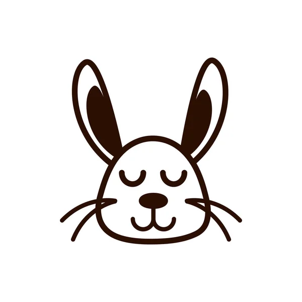 かわいい顔ウサギの動物の漫画のアイコン太線 — ストックベクタ