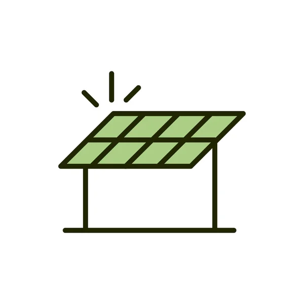 Solar panel energy environment ecology line and fill — стоковый вектор