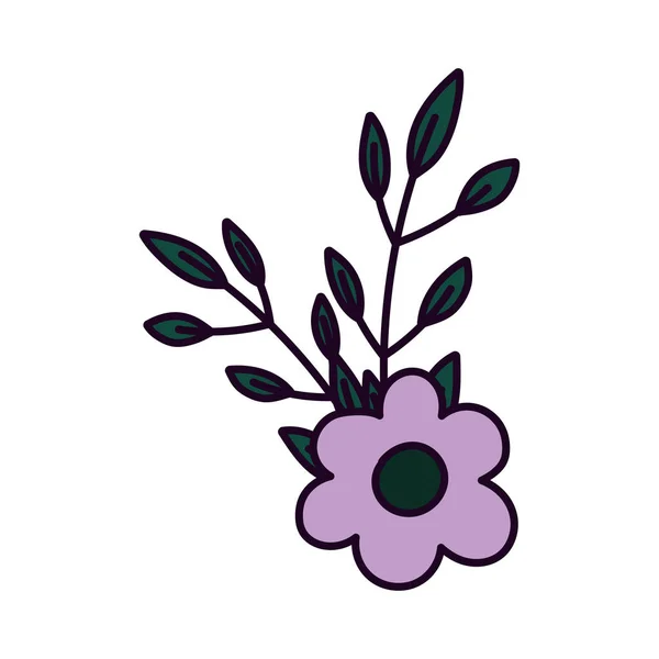 Flower leaves foliage nature decoration icon — Vetor de Stock