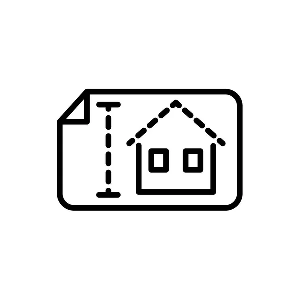 Línea de iconos de la arquitectura de la casa de proyecto — Vector de stock