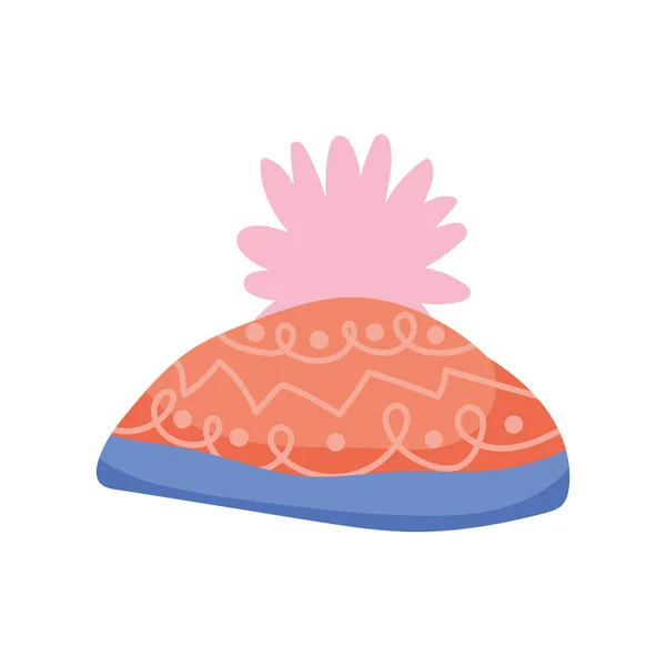 Sombrero caliente con un icono del accesorio de pom pon — Vector de stock