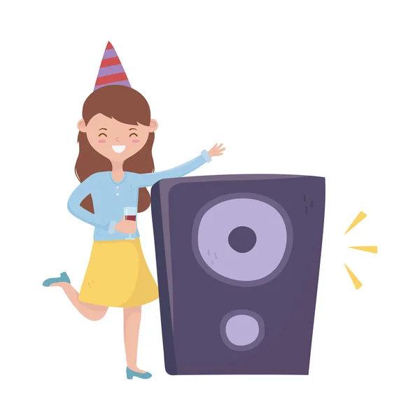 Woman with speaker vector design — Διανυσματικό Αρχείο