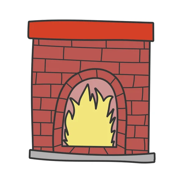 Cegły kominowe ikona dekoracji płomienia — Wektor stockowy