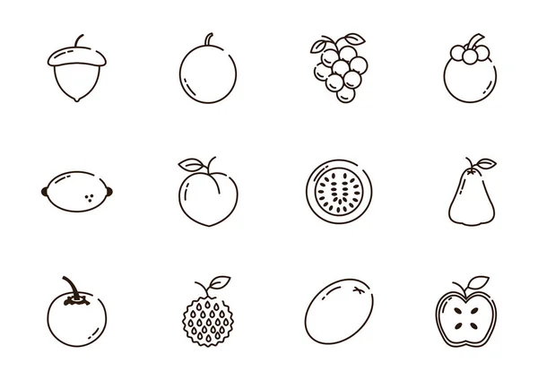 Taze besin hasadı meyve ikonları sınır biçimi — Stok Vektör