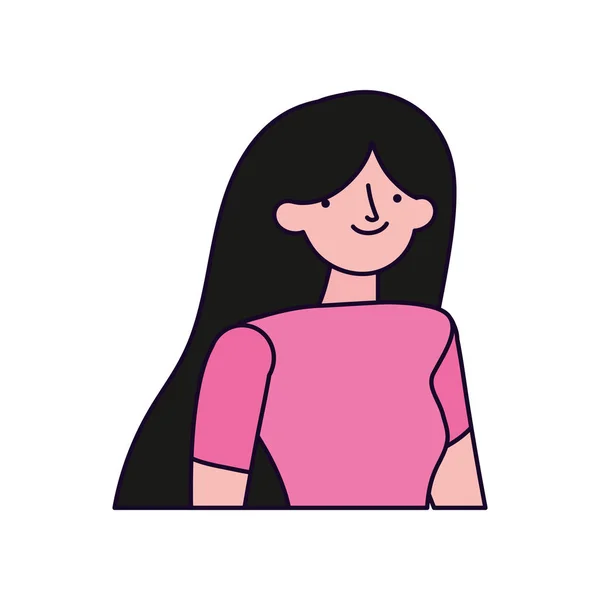 Portrait young woman cartoon character — 图库矢量图片