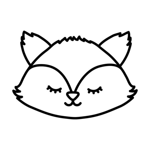 Cute fox head autumn on white background thick line — 스톡 벡터