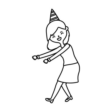 Doğum günü şapkası vektör tasarımlı kadın