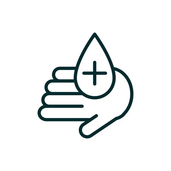 Hand with drop blood donation medical icon line fill — Wektor stockowy