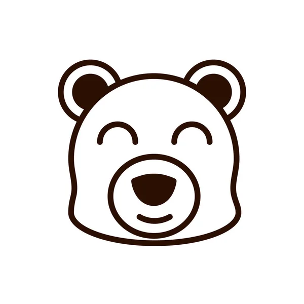 Cute face bear animal cartoon icon thick line — Stock Vector