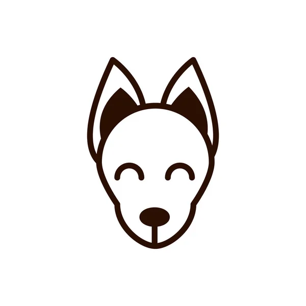 Cute face fox animal cartoon icon thick line — Stock Vector