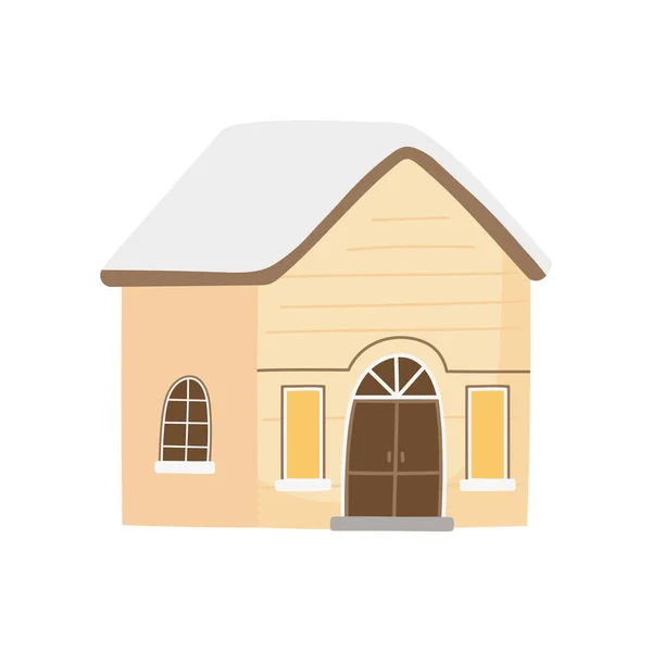 Classic house winter snow facade icon — Stock Vector