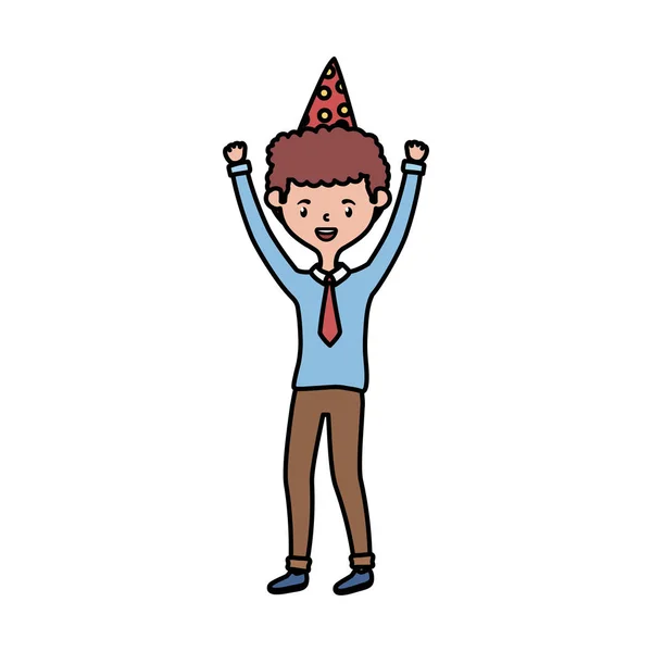 Homem com feliz aniversário chapéu vetor design — Vetor de Stock