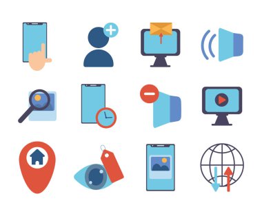 teknoloji veri dijital çokluortam simgeleri ayarlandı