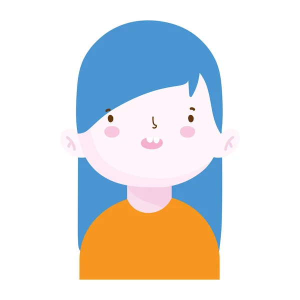 Cute little girl portrait cartoon, children — 스톡 벡터