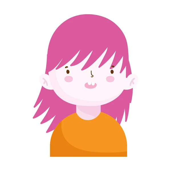 Cute little girl portrait cartoon, children — 스톡 벡터