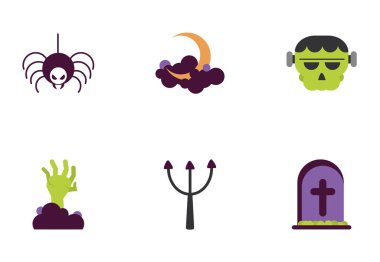 set of icons trick or treat happy halloween