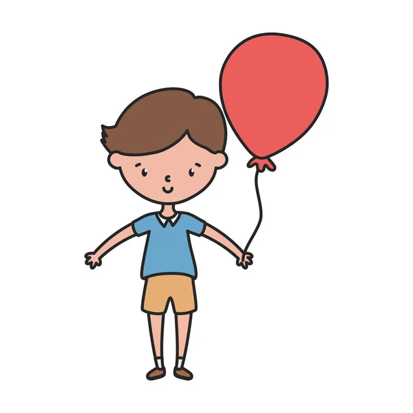 Little boy infant cartoon character with balloon party — Image vectorielle