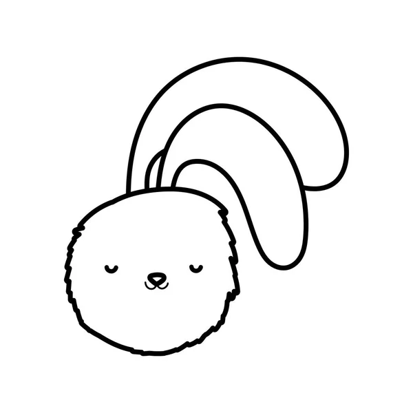 Fluffy rabbit head adorable toy icon thick line — 图库矢量图片