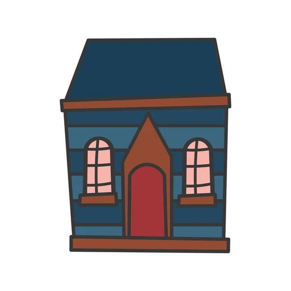 Cottage home village architecture cartoon icon — Stockvector