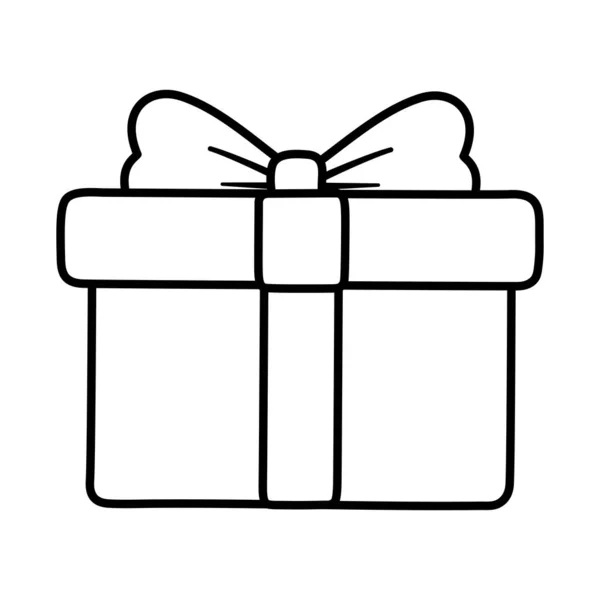 Coffret cadeau enveloppé décoration joyeux Noël style ligne — Image vectorielle