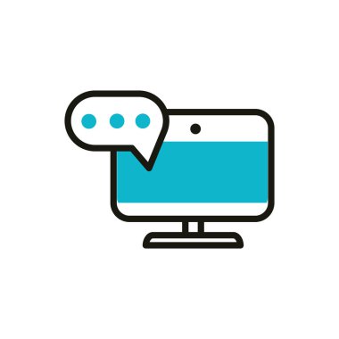 computer message bubble social media icon line and fill